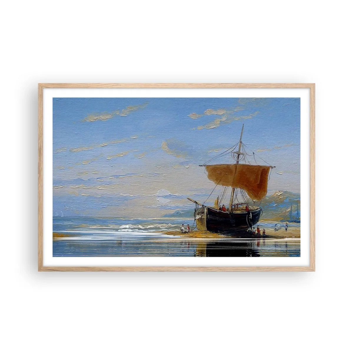 Plakat i ramme af lyst egetræ - Vand, jord, luft - 91x61 cm