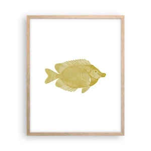 Plakat i ramme af lyst egetræ - Fisk og det er det - 40x50 cm