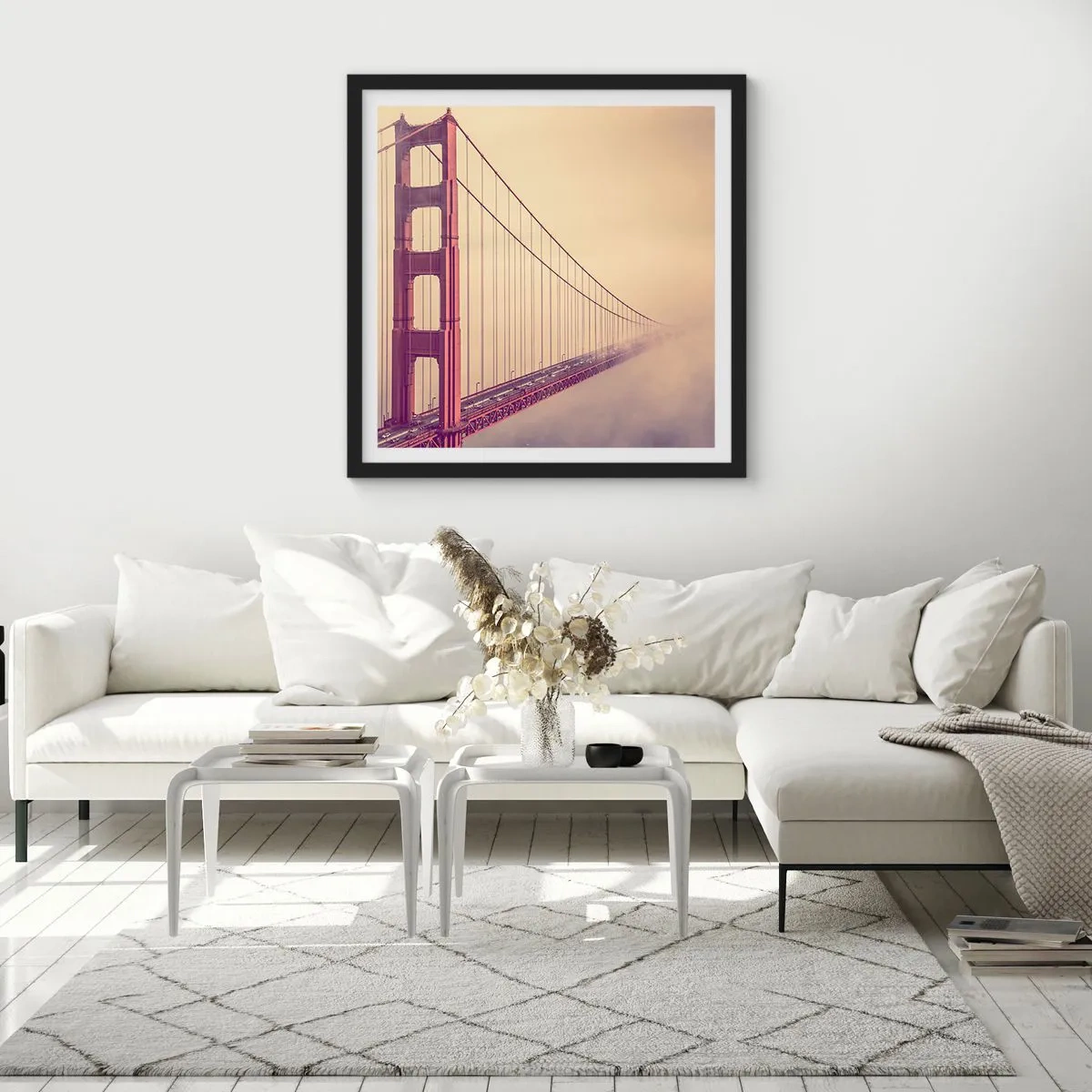 Plakat i sort ramme - Mellem himmel og jord - 60x60 cm