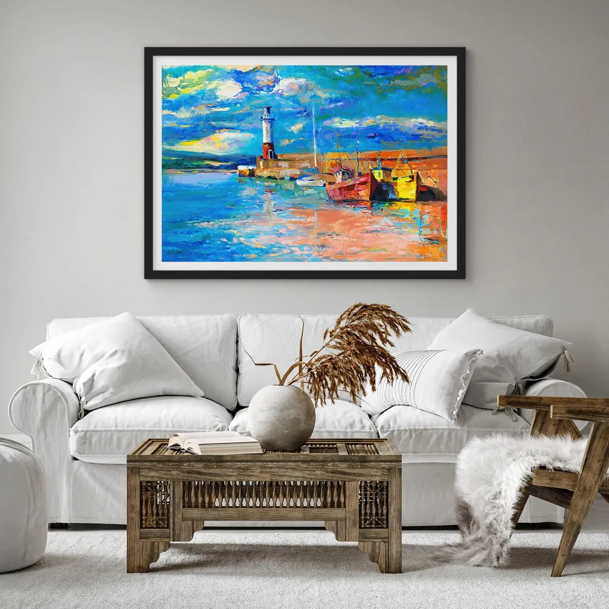 Plakat i sort ramme - Eftermiddag i regnbuebugten - 50x40 cm
