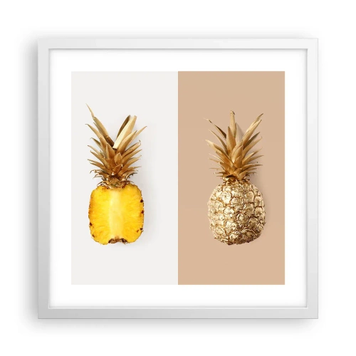 Plakat i hvid ramme - Ananas til os - 40x40 cm