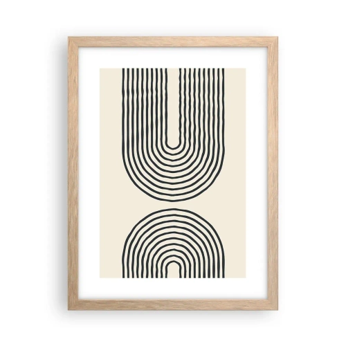 Plakat i ramme af lyst egetræ - Kommer snart... - 30x40 cm