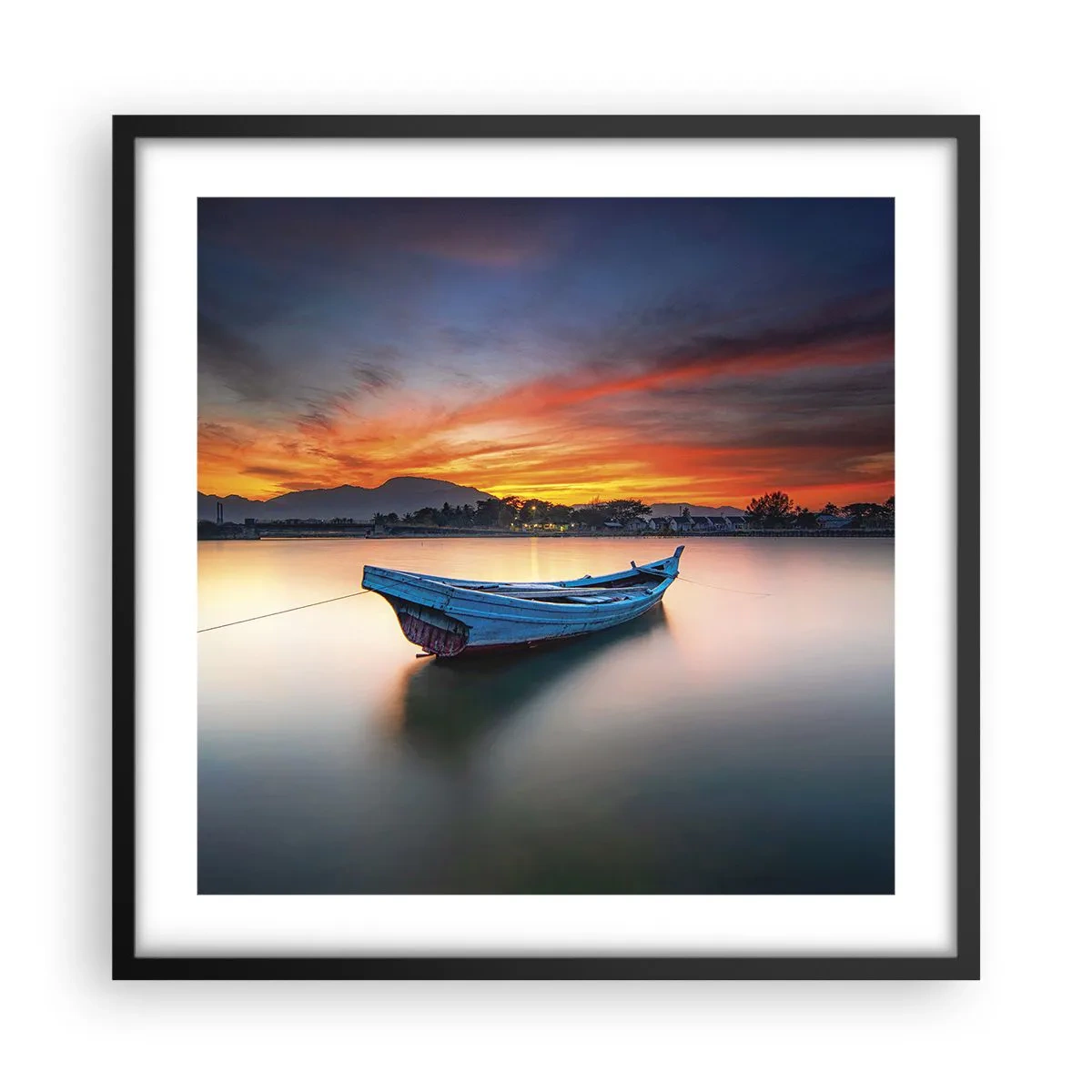 Plakat i sort ramme - En god nat er på vej - 50x50 cm