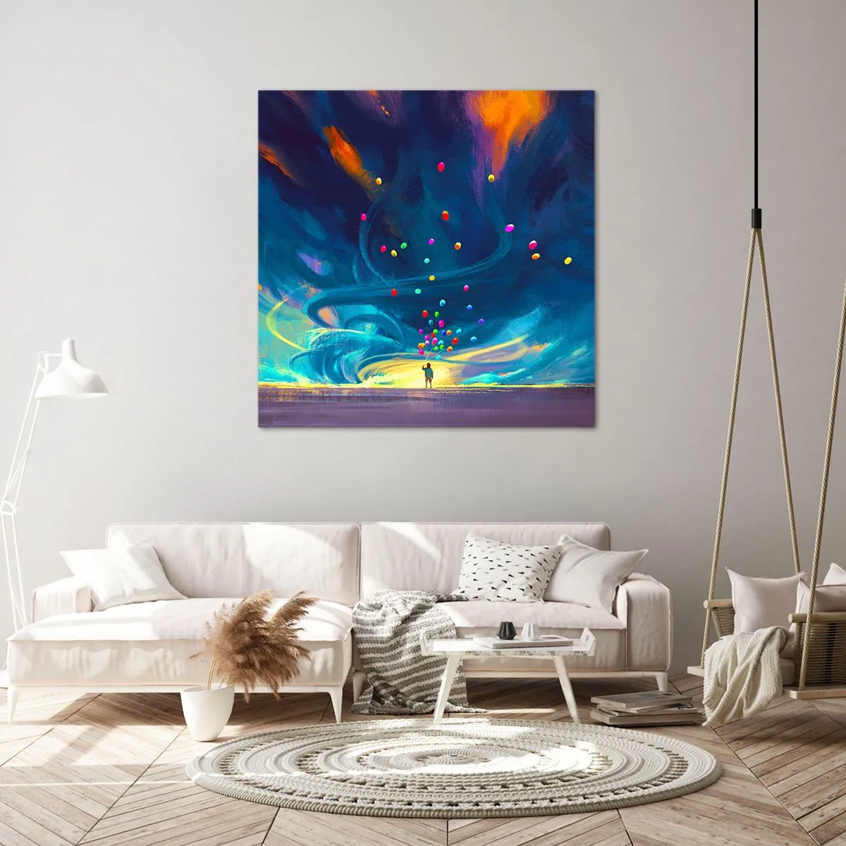 Lærredstryk - Billede på lærred - På en blå vind - 70x70 cm