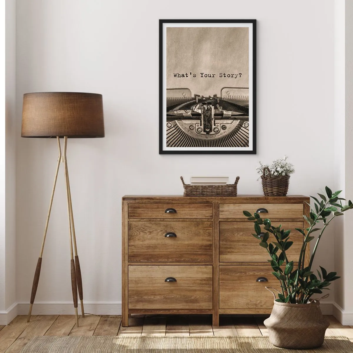 Plakat i sort ramme - Fortæl mig - 40x50 cm