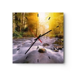 Vægur, Uret - Malachit i sølv- og guldfatning - 40x40 cm