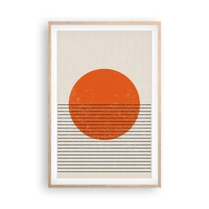 Plakat i ramme af lyst egetræ - Altid solen - 61x91 cm