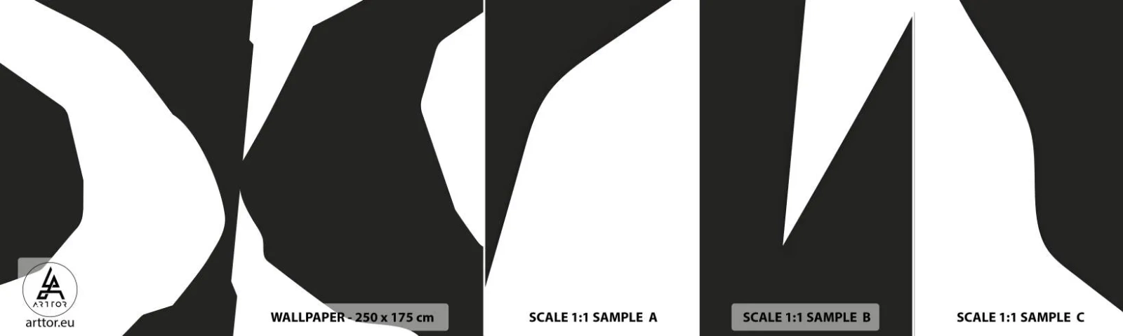 Prøve Fototapet Selvklæbende Deluxe Sticker - Positiv-negativ - Sort og hvid, Abstraktion, Stykke - 100x30 cm