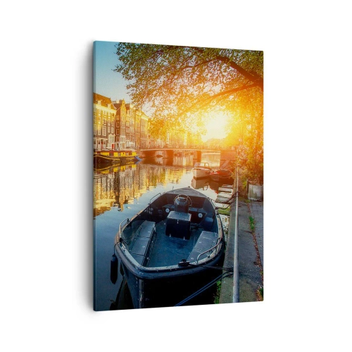 Lærredstryk - Billede på lærred - Morgen i Amsterdam - 50x70 cm