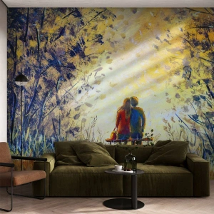 Fototapet Selvklæbende Deluxe Sticker - Et magisk øjeblik - Et par kærester, Parkere, Natur - 250x175 cm