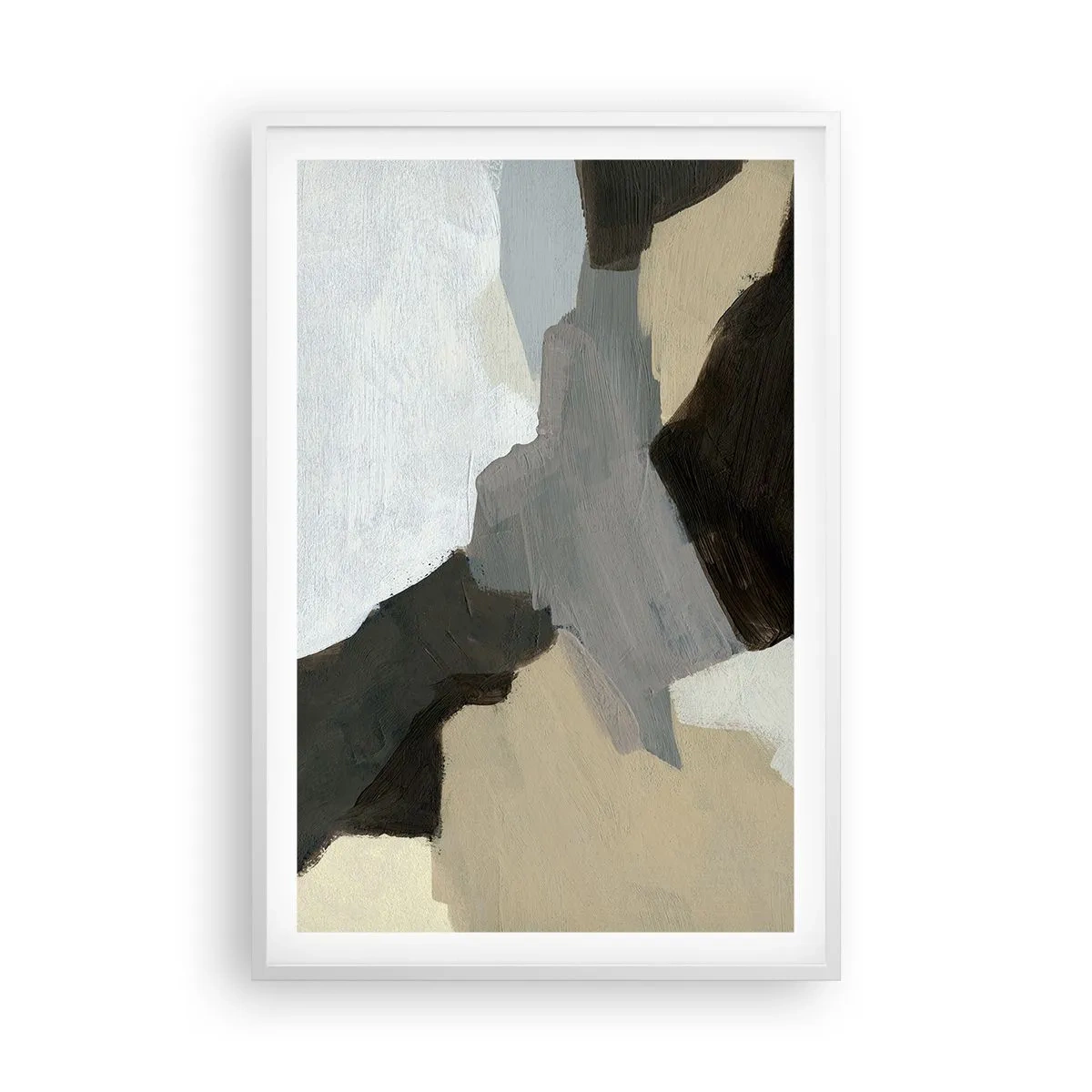 Plakat i hvid ramme - Abstraktion: afsked med det grå - 61x91 cm