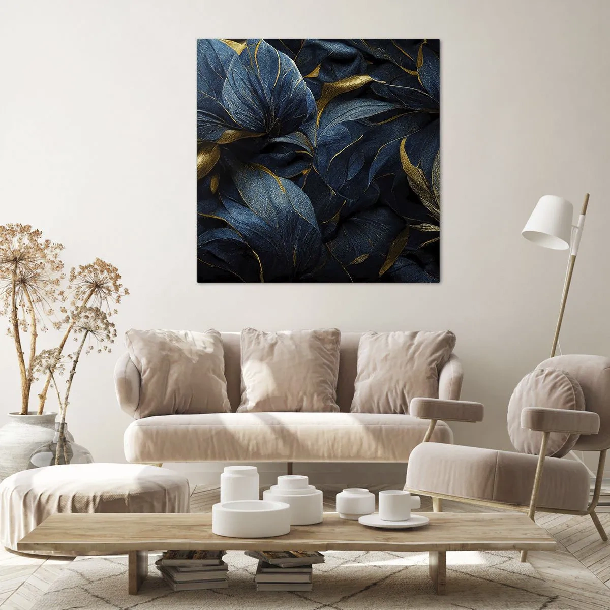 Lærredstryk - Billede på lærred - Foret med guld - 50x50 cm