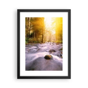 Plakat i sort ramme - Malachit i sølv- og guldfatning - 30x40 cm