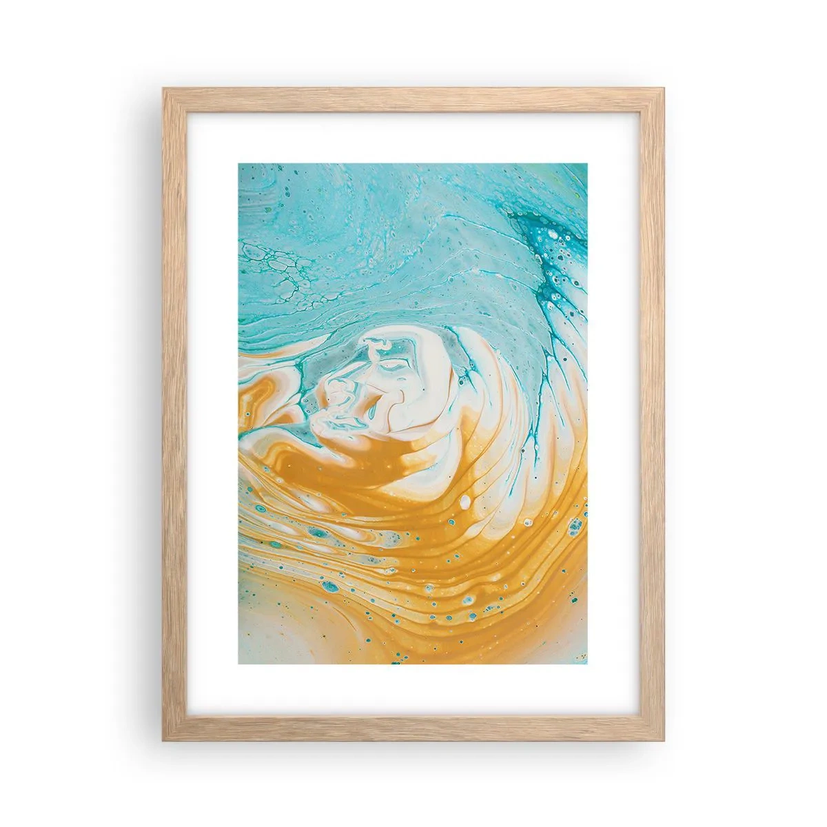 Plakat i ramme af lyst egetræ - Pastel hvirvel - 30x40 cm