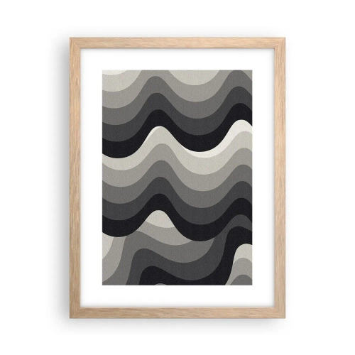 Plakat i ramme af lyst egetræ - Bølge efter bølge - 30x40 cm
