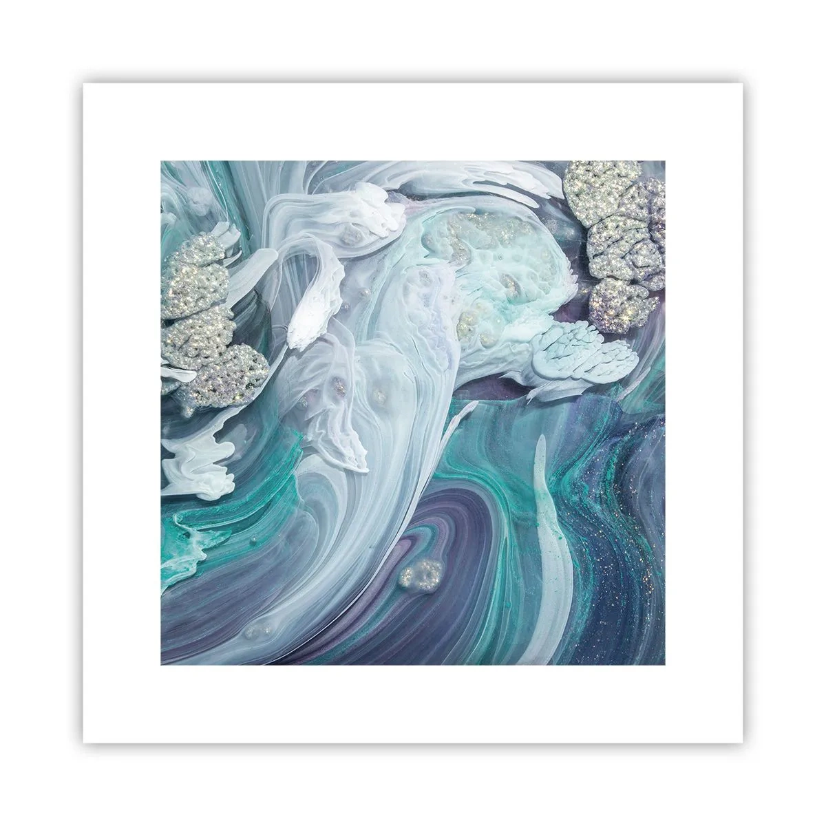 Plakat - Strømme af blå - 30x30 cm