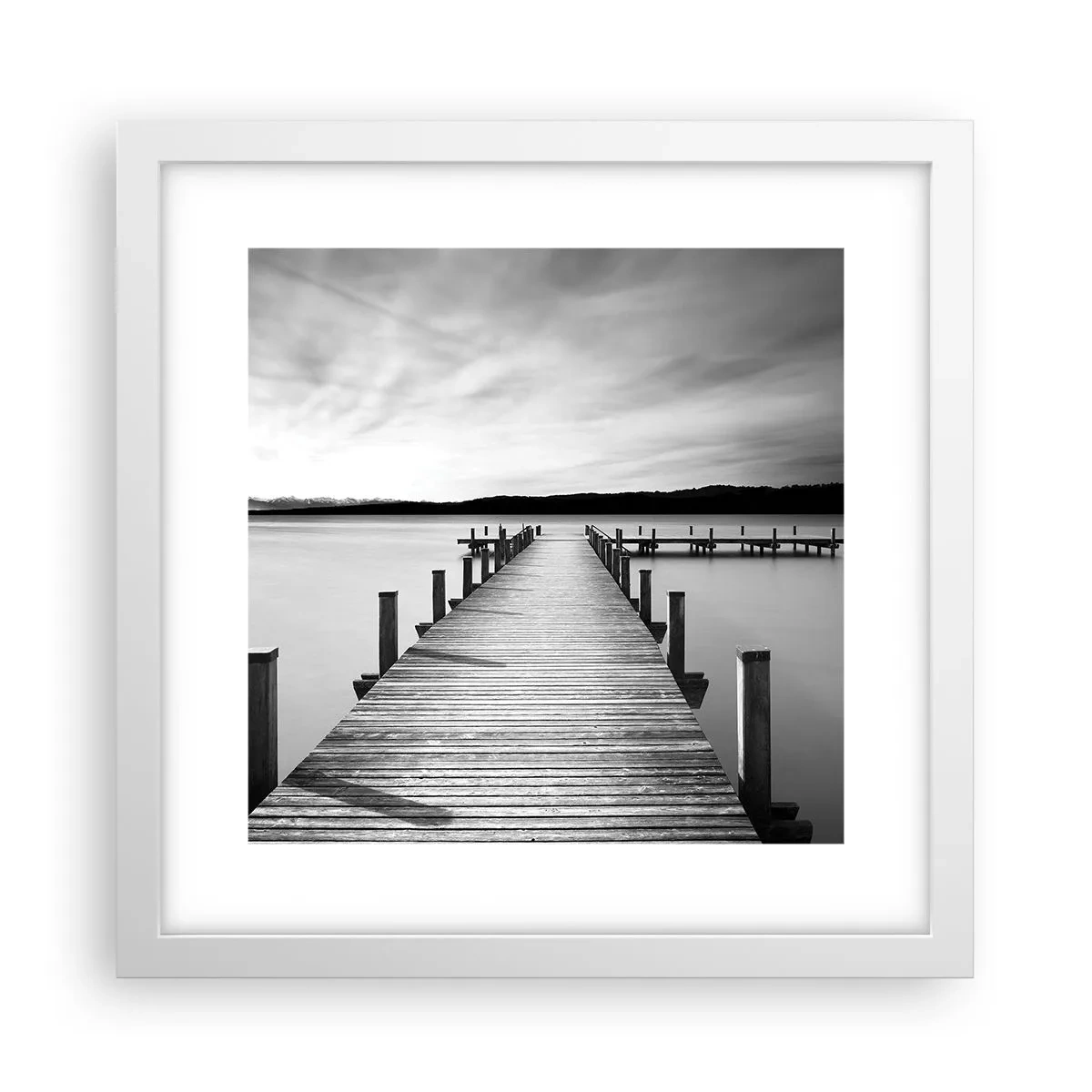 Plakat i hvid ramme - På vandhullet - fred - 30x30 cm