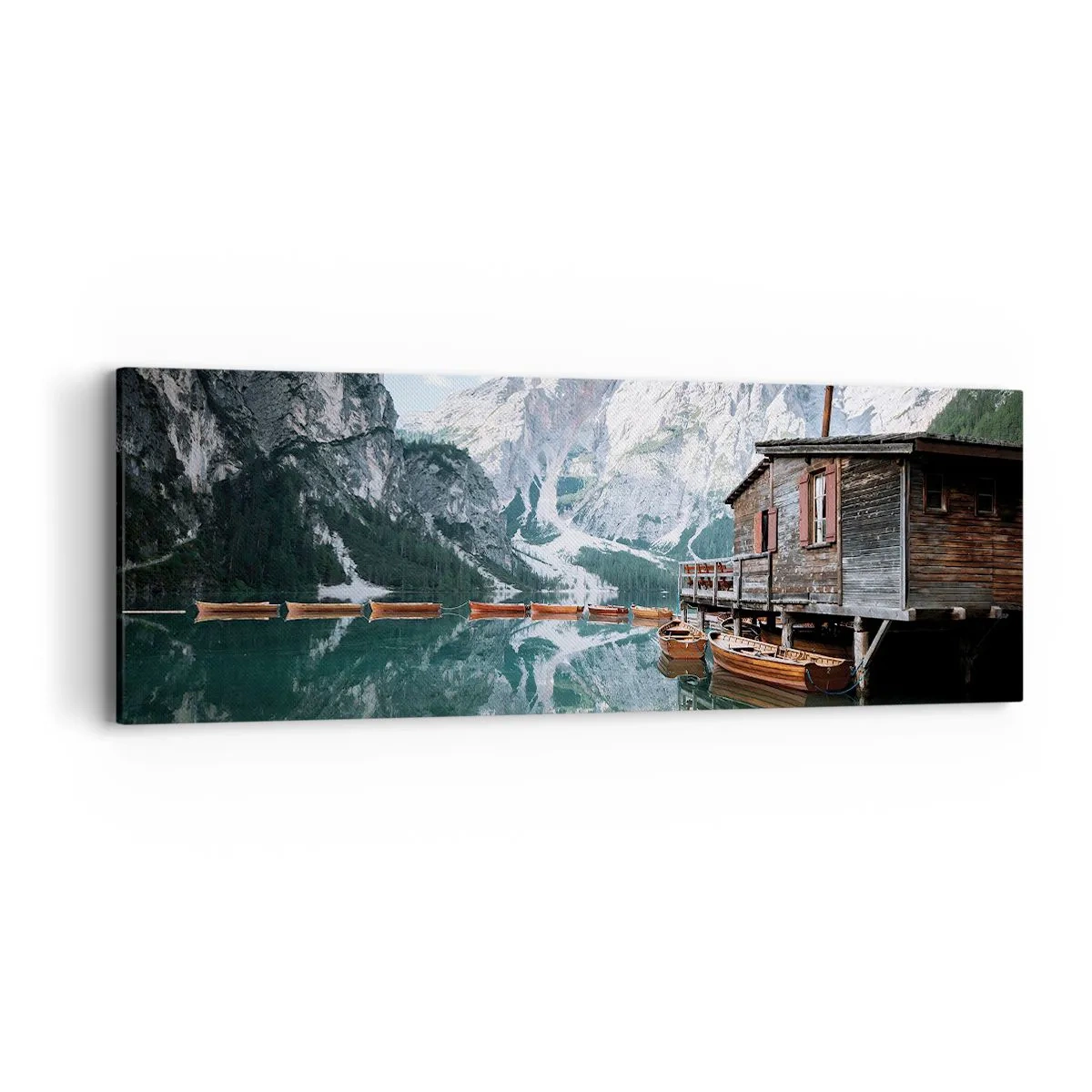 Lærredstryk - Billede på lærred - Krystalklar bjergmorgen - 90x30 cm