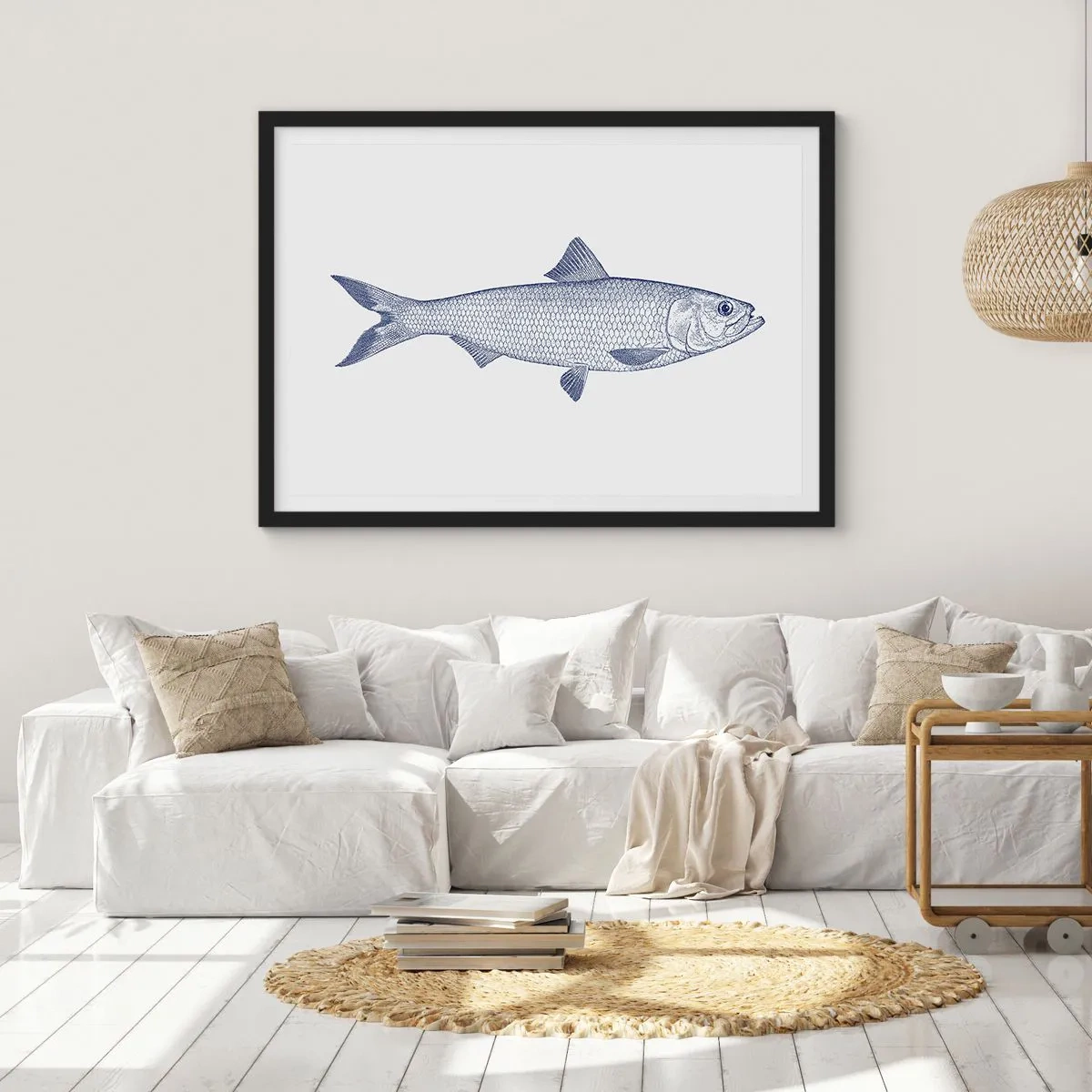 Plakat i sort ramme - Hilsner fra de nordlige have - 40x30 cm