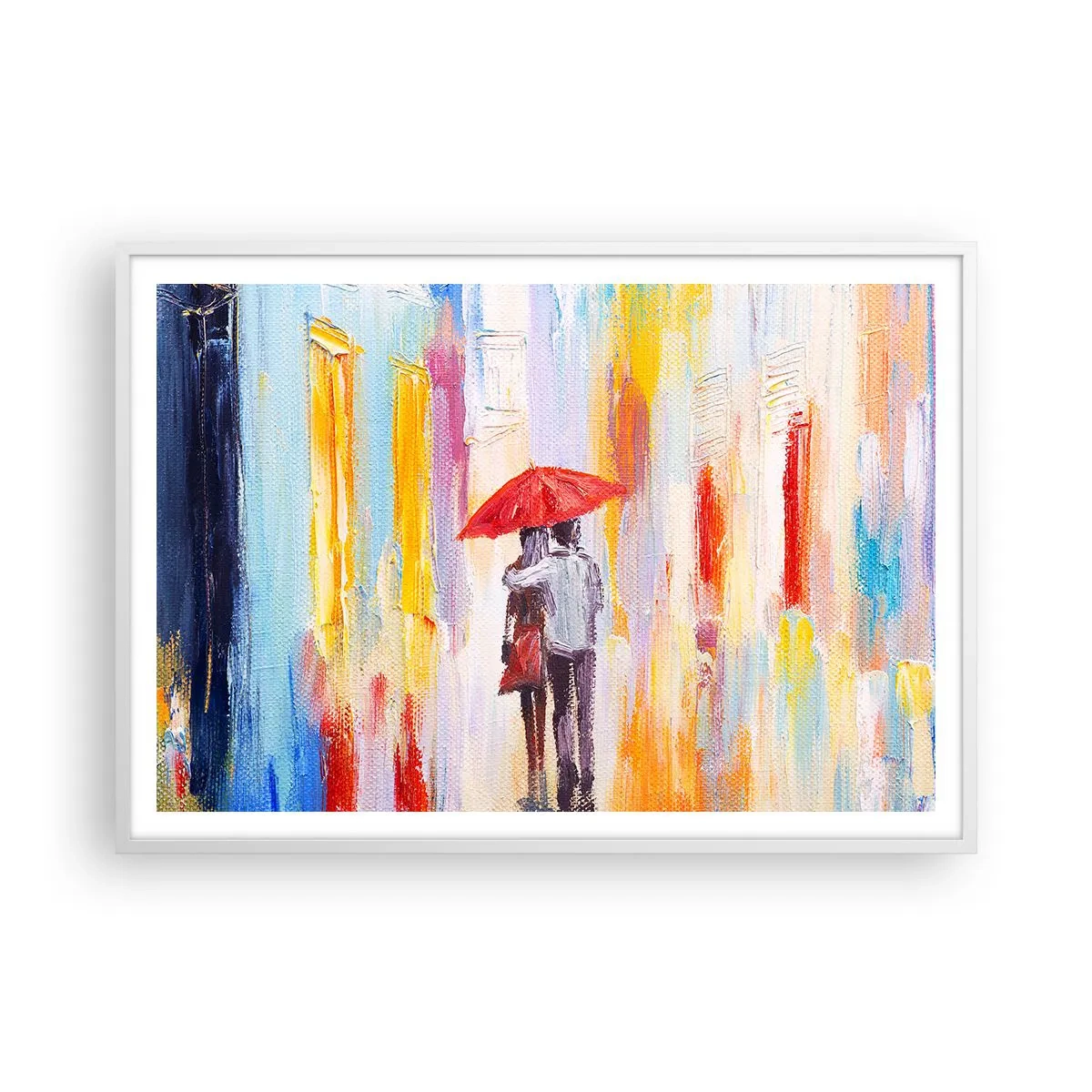 Plakat i hvid ramme - Lad det regne mere - 100x70 cm