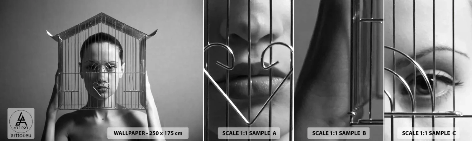 Prøve Fototapet Selvklæbende Deluxe Sticker - Et lidt surrealistisk portræt - Kvinde, Stykke, Model - 100x30 cm