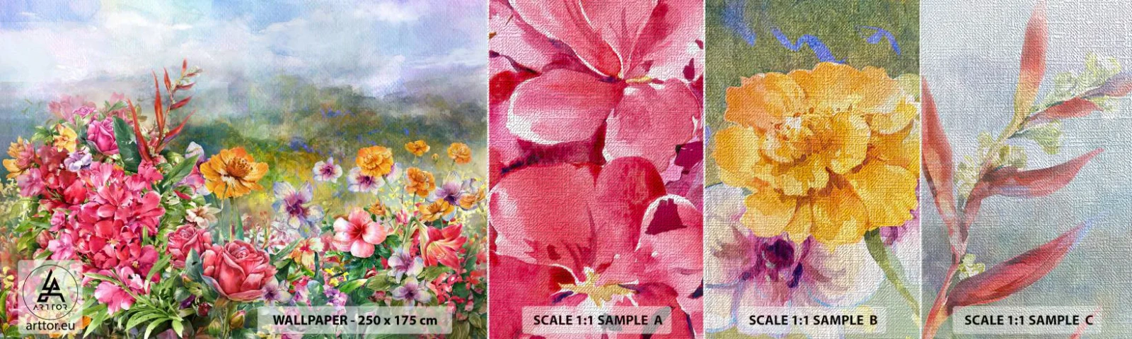 Prøve Fototapet Premium Canvas - En have, der er gået amok - Blomster, Have, Natur - 100x30 cm