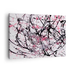 Lærredstryk - Billede på lærred - Abstrakt mønster i nuancer af lyserød, sort og hvid - 70x50cm - Livets flygtige natur - Moderne vægdekoration til stue og soveværelse ARTTOR