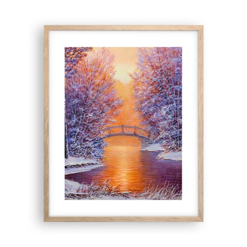 Plakat i ramme af lyst egetræ - Lad os mødes her - 40x50 cm