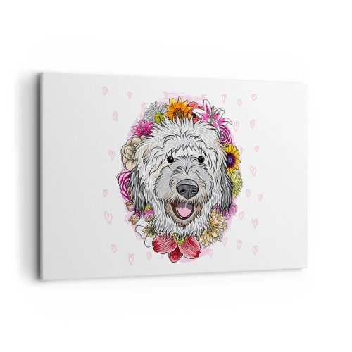 Lærredstryk - Billede på lærred - Hvalpens glæde - 120x80 cm