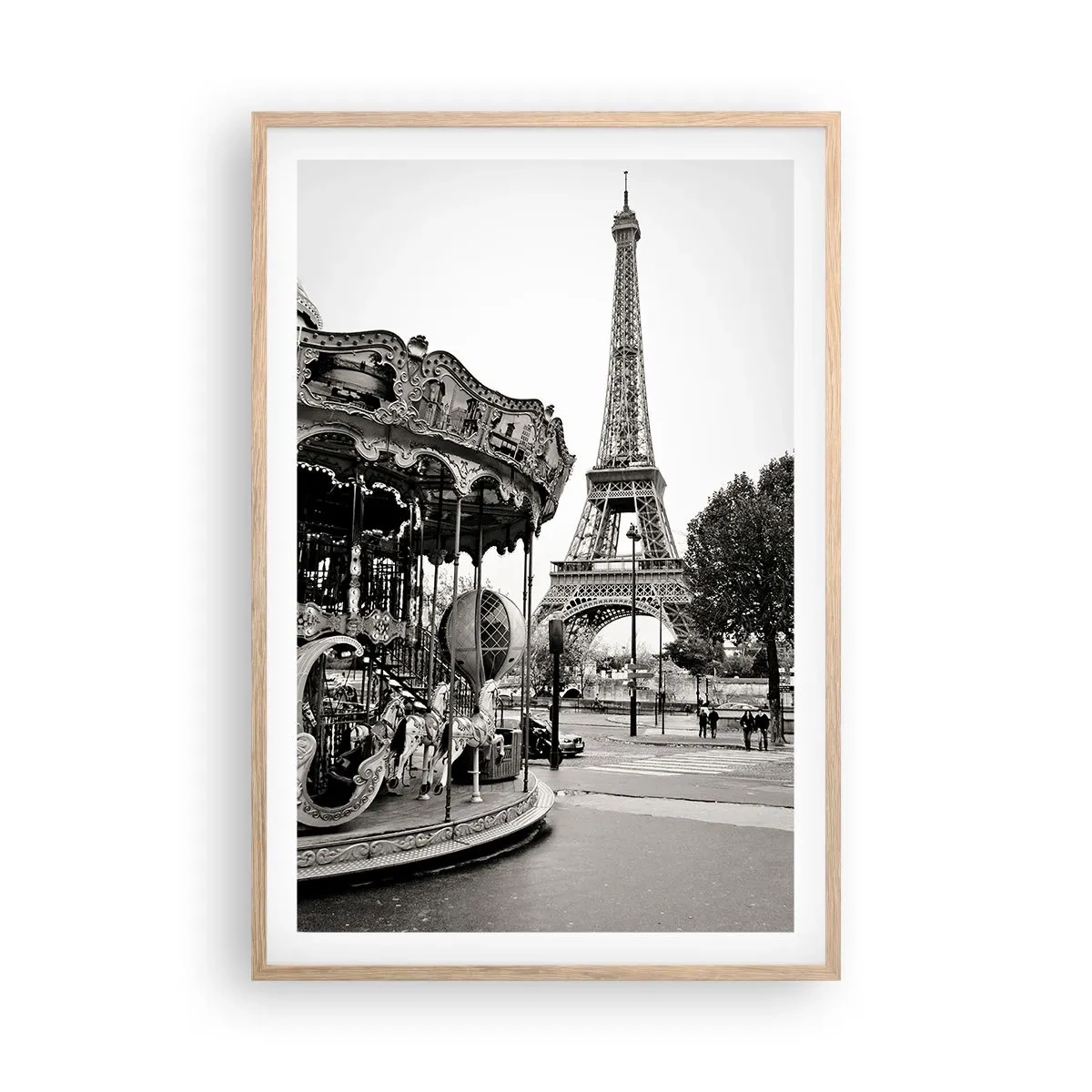 Plakat i ramme af lyst egetræ - Når der gælder sjov, er det kun i Paris - 61x91 cm