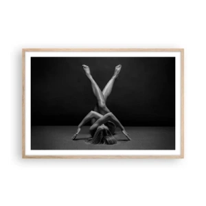Plakat i ramme af lyst egetræ - Nøgenhedens geometri - 91x61 cm