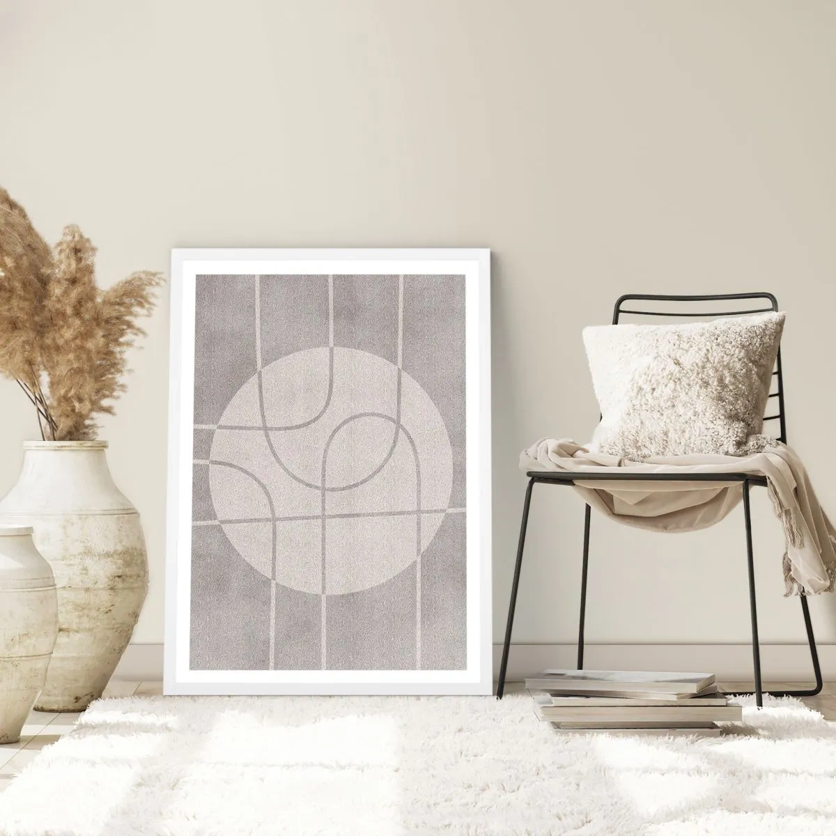 Plakat i hvid ramme - Cirkulær og lige frem - 70x100 cm