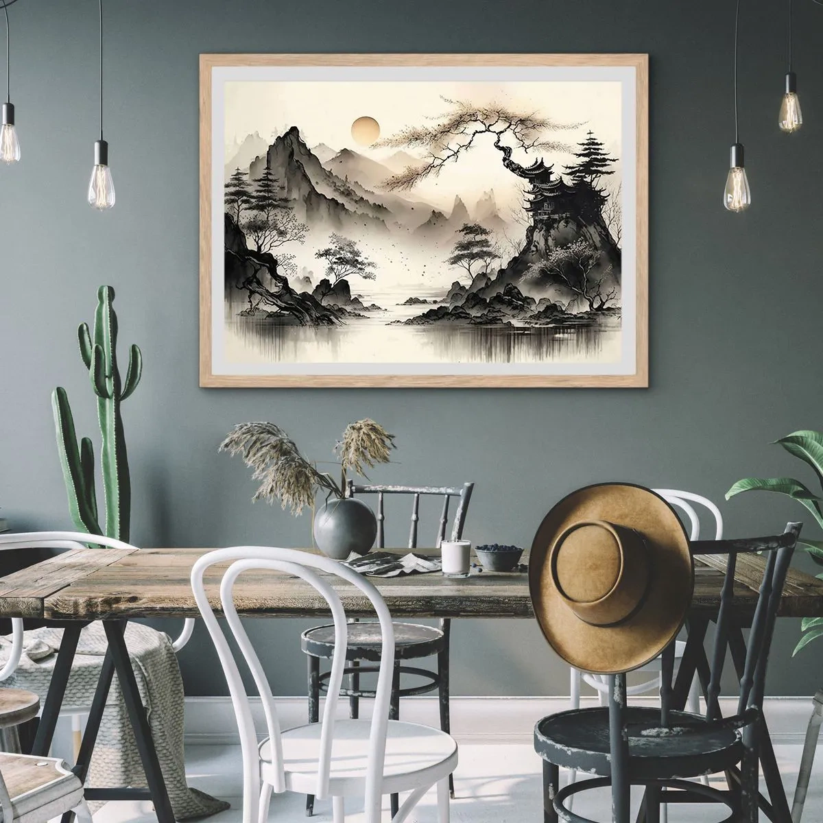 Plakat i ramme af lyst egetræ - Orientens unikke charme - 70x50 cm