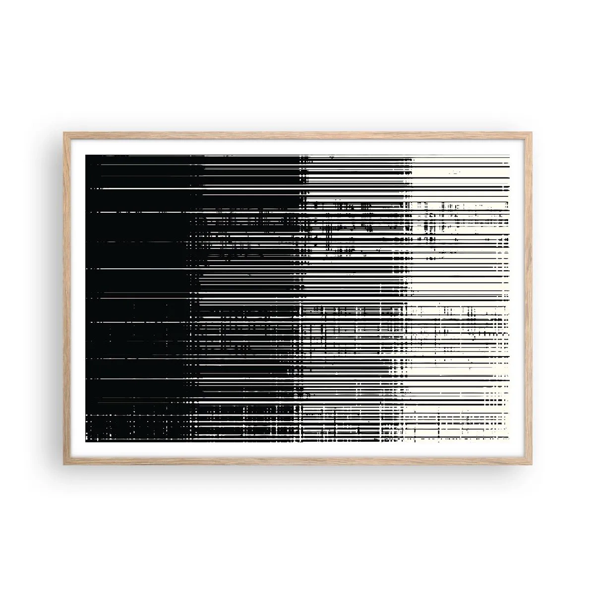 Plakat i ramme af lyst egetræ - Bølger og vibrationer - 100x70 cm