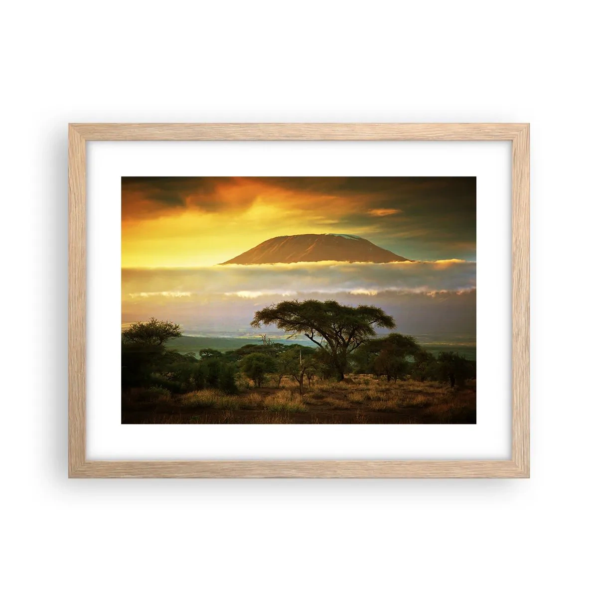 Plakat i ramme af lyst egetræ - En rejsendes drøm - 40x30 cm