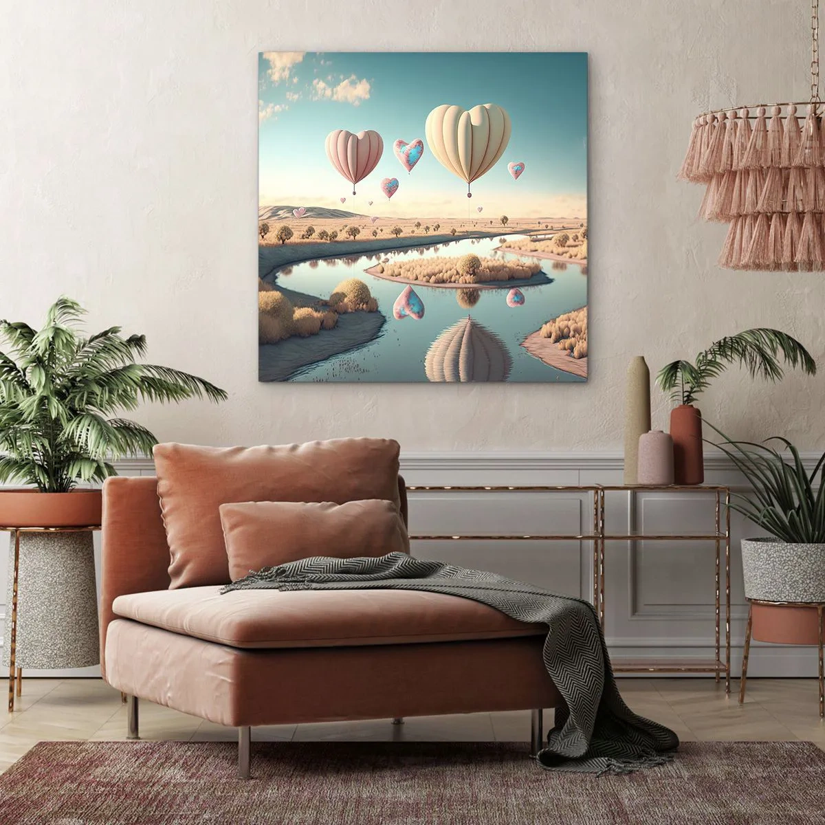 Lærredstryk - Billede på lærred - Kærlighed lader dig svæve - 70x70 cm