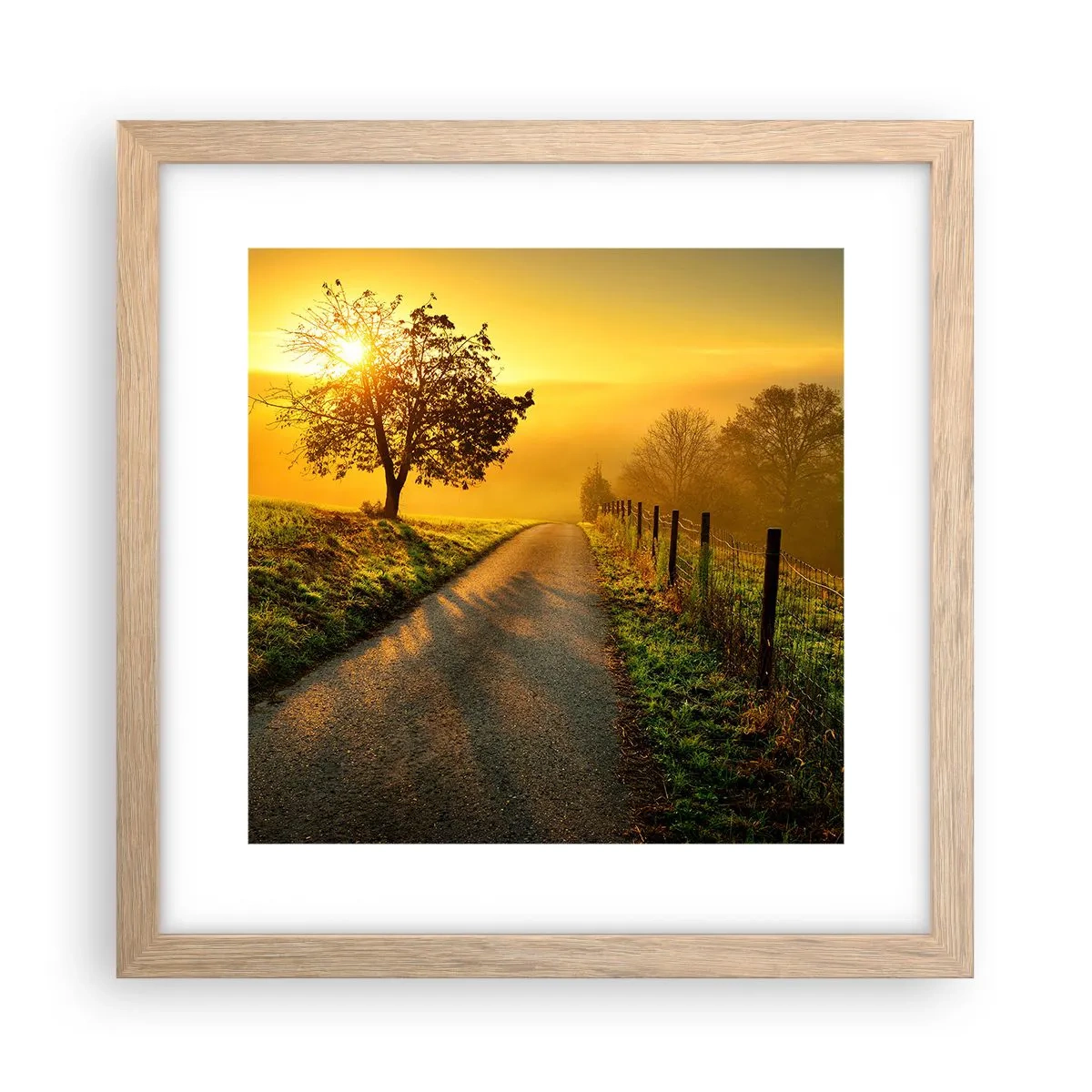 Plakat i ramme af lyst egetræ - Kære eftermiddag - 30x30 cm