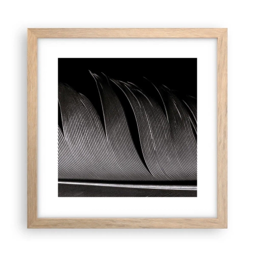 Plakat i ramme af lyst egetræ - Fjer - en vidunderlig konstruktion - 30x30 cm