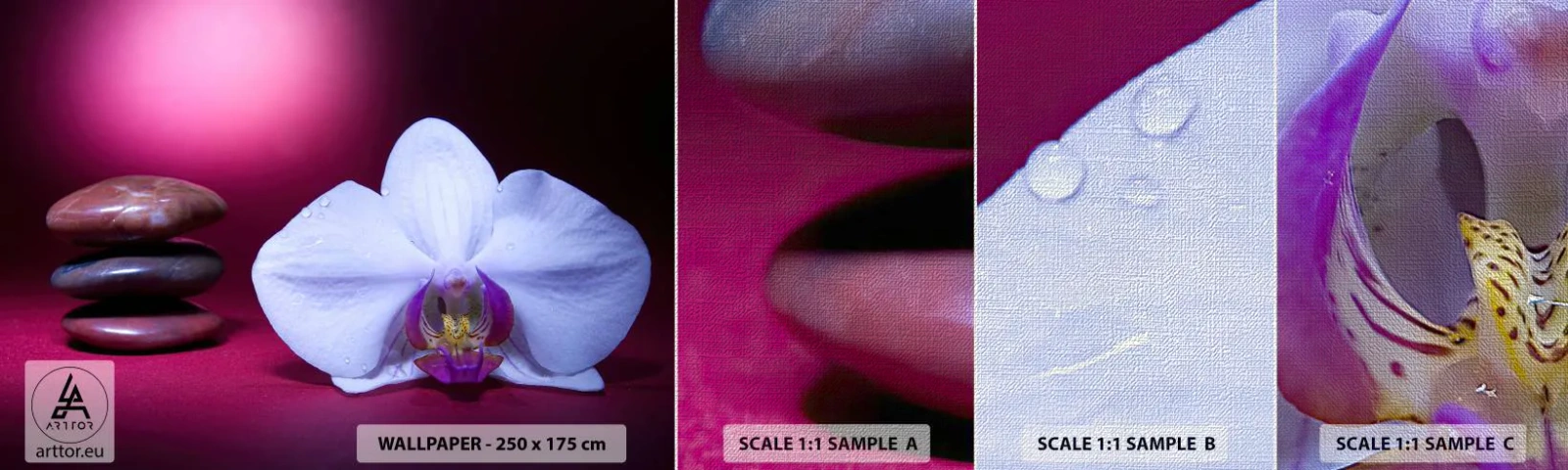 Prøve Fototapet Premium Canvas - En undersøgelse af friskhed i lilla - Blomster, Spa, Sten - 100x30 cm