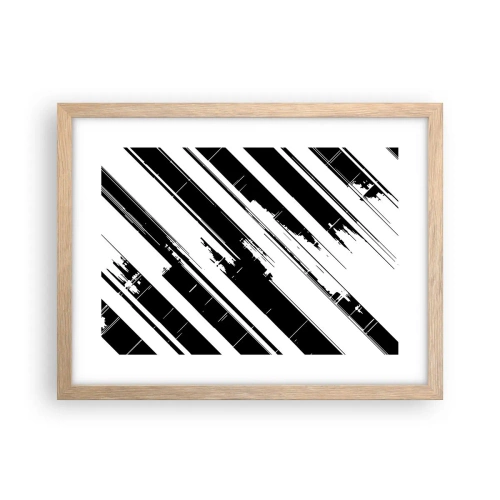 Plakat i ramme af lyst egetræ - Intens og dynamisk komposition - 40x30 cm