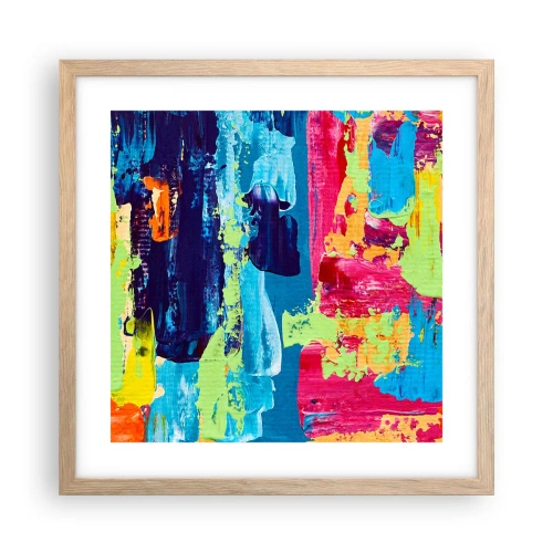 Plakat i ramme af lyst egetræ - Livet er smukt! - 40x40 cm