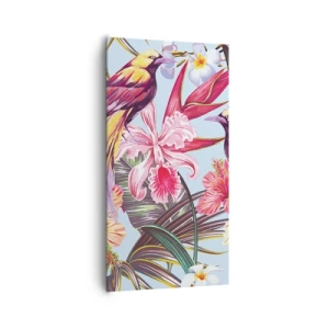 Lærredstryk - Billede på lærred - Kronblade og fjer - 65x120 cm