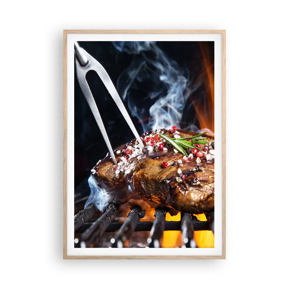 Plakat i ramme af lyst egetræ - Saftig og velduftende - 70x100 cm