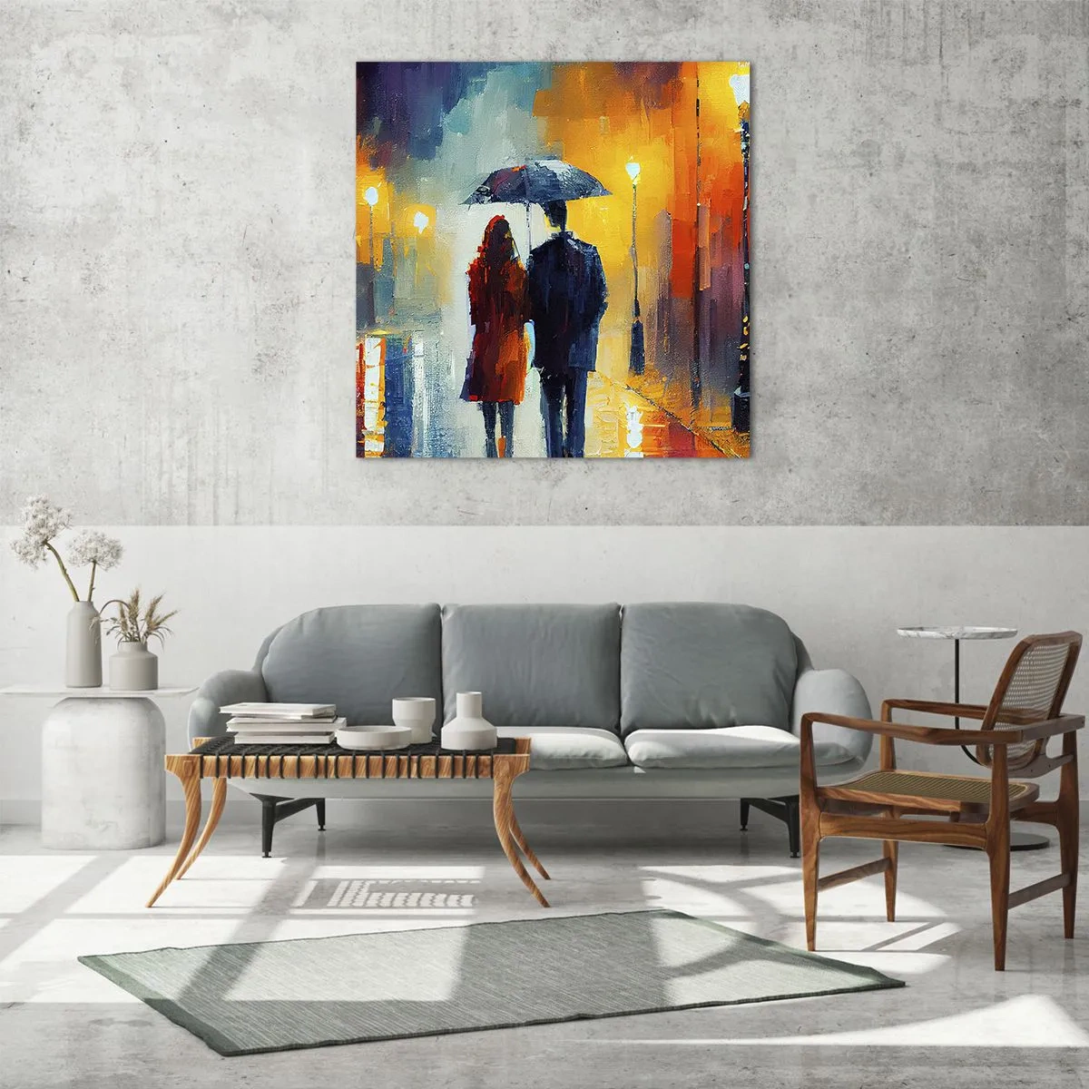 Billede på glas - Sammen - en farverig nat - 40x40 cm