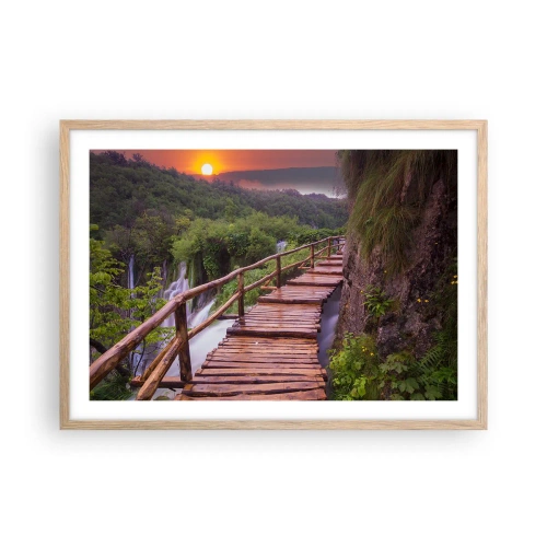 Plakat i ramme af lyst egetræ - En utrolig skønhed - 70x50 cm