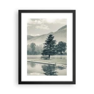 Plakat i sort ramme - Søen sover stadig - 30x40 cm