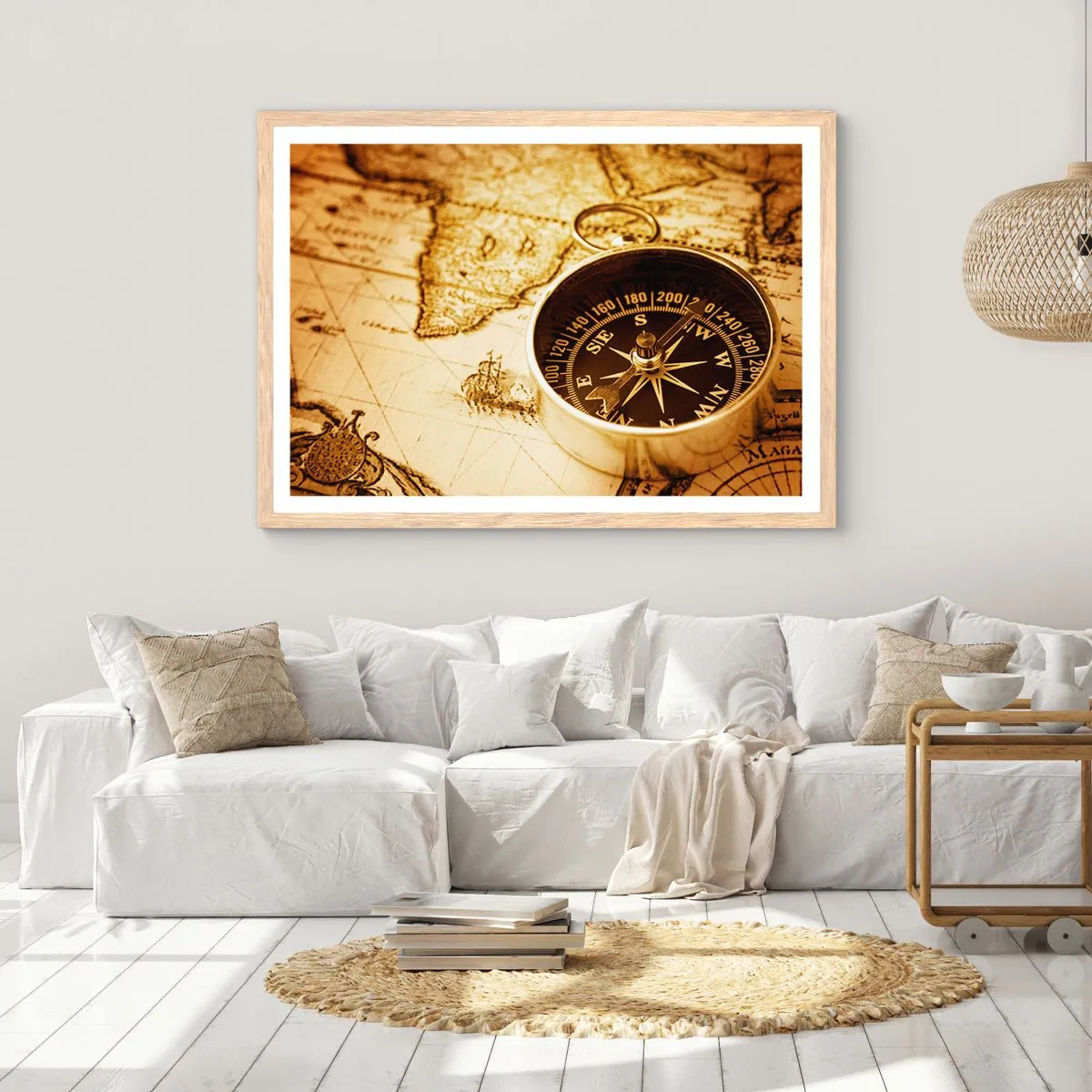 Plakat i ramme af lyst egetræ - Øst eller vest? - 91x61 cm