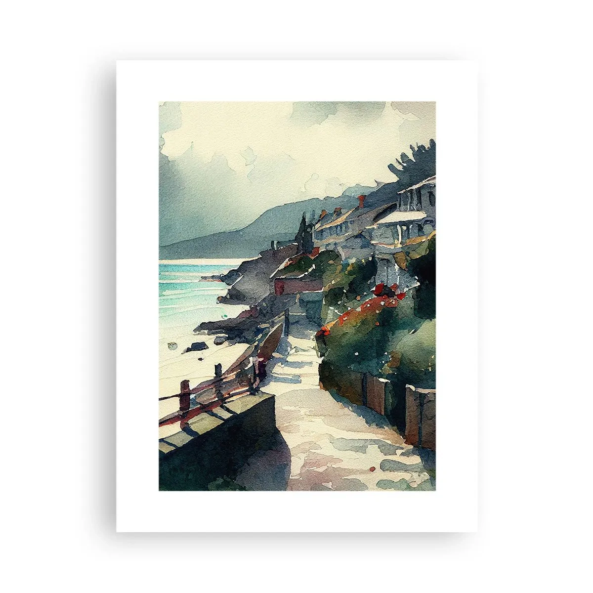 Plakat - Middelhavsby - 30x40 cm