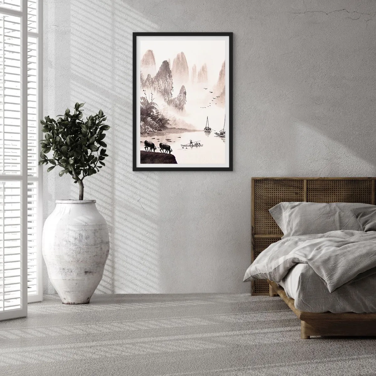 Plakat i sort ramme - Østens eksotiske hverdag - 40x50 cm