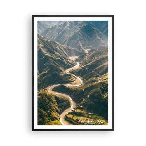 Plakat i sort ramme - Direkte fra hjertet af bjergene - 70x100 cm